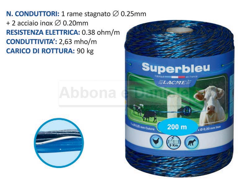 FILO SUPERBLEU X RECINTI ELETTRICI 200 mt - LACME