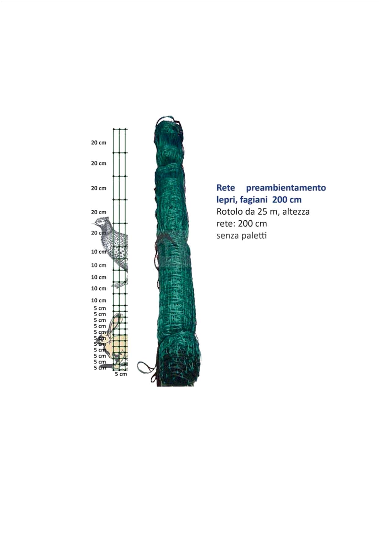 RETE ELETTRIFICATA PER LEPRI SENZA PALETTI h.200 CM LUNGH. 25 mt. - 
