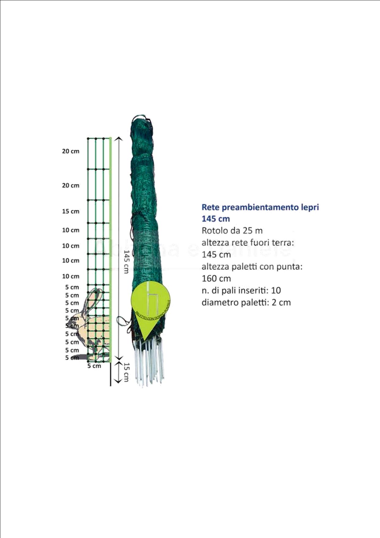 RETE ELETTRIFICATA PER LEPRI E FAGIANI H. 150CM  LUNGH. 25 MT - 