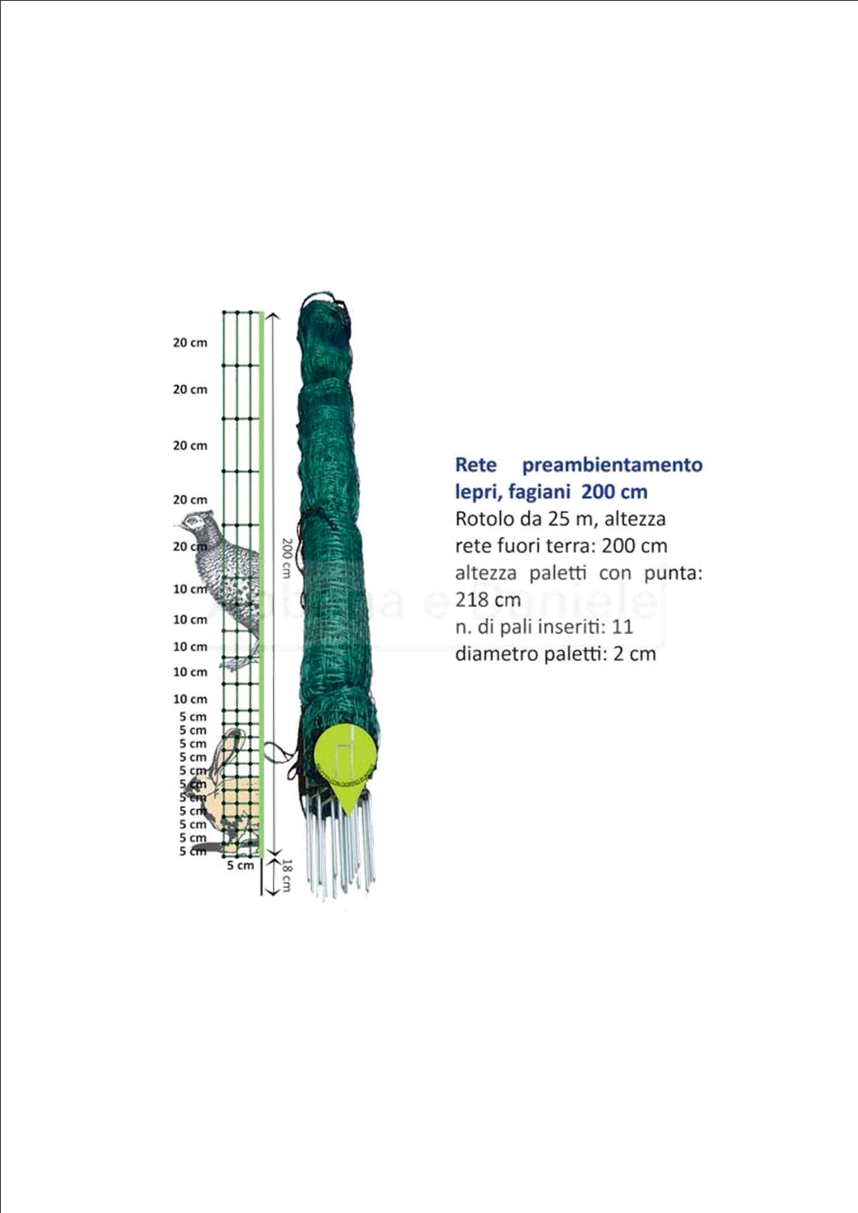 RETE ELETTRIFICATA PER LEPRI FAGIANI H. 200 CM CON PALETTI 25 mt. - 