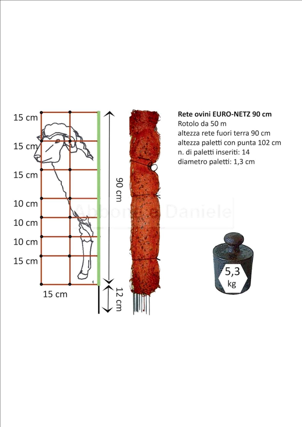 RETE ELETTRIFICATA OVINI 90 CM EURO-NETZ 50M - 