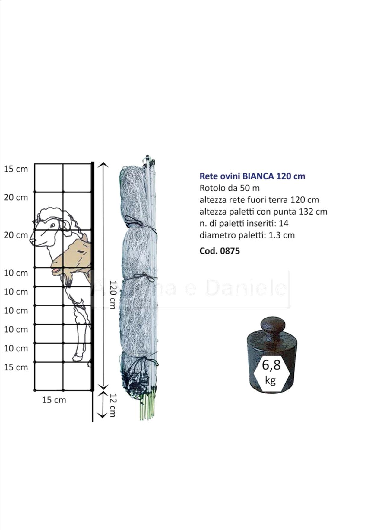 RETE ELETTRIFICATA ALTEZZA 120 cm fuori terra EURO-NETZ 50 mt. COLORE BIANCO - 