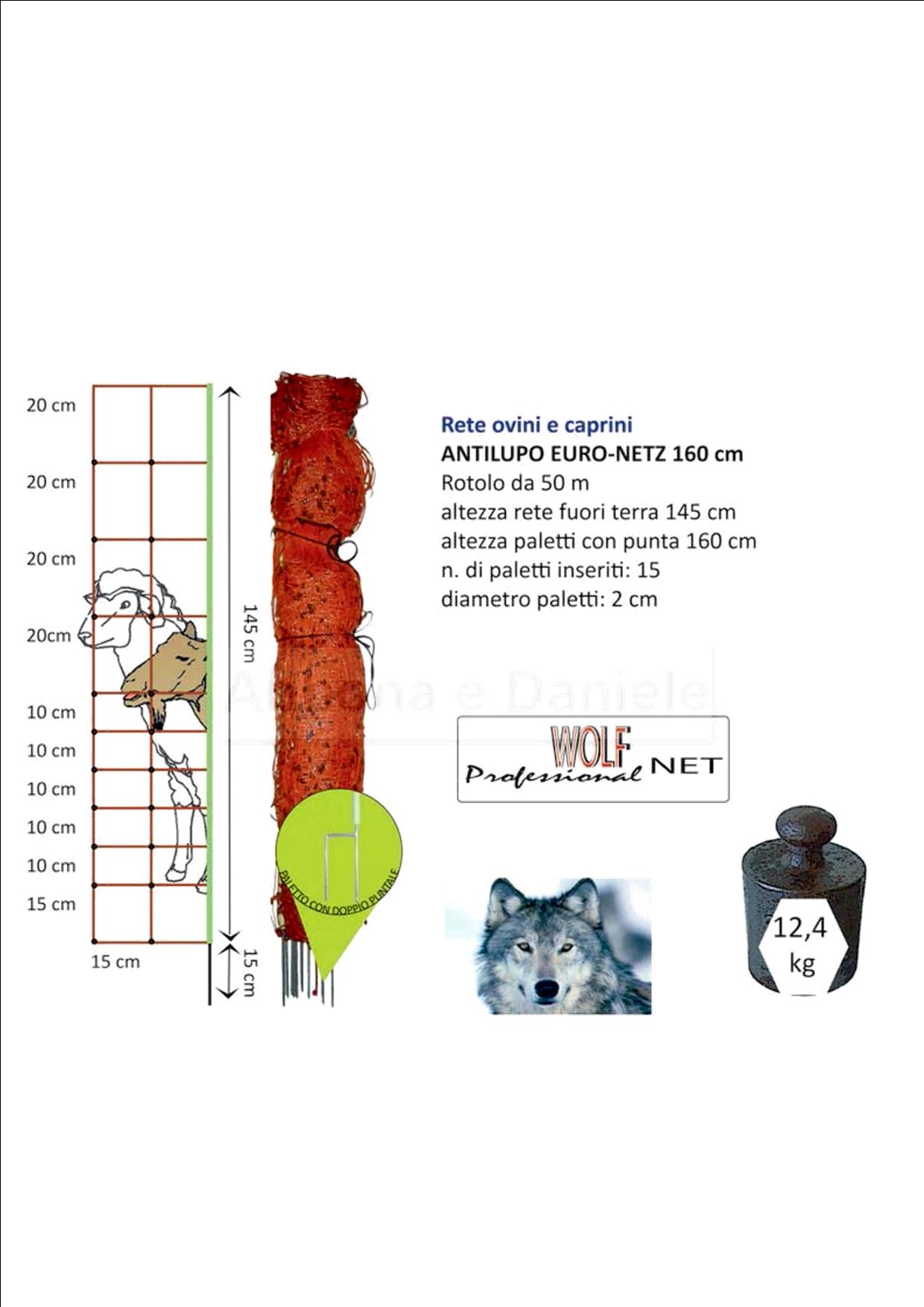 RETE ELETTRIFICATA  OVINI 145 CM ANTI LUPO E CAPRIOLI 50M - 