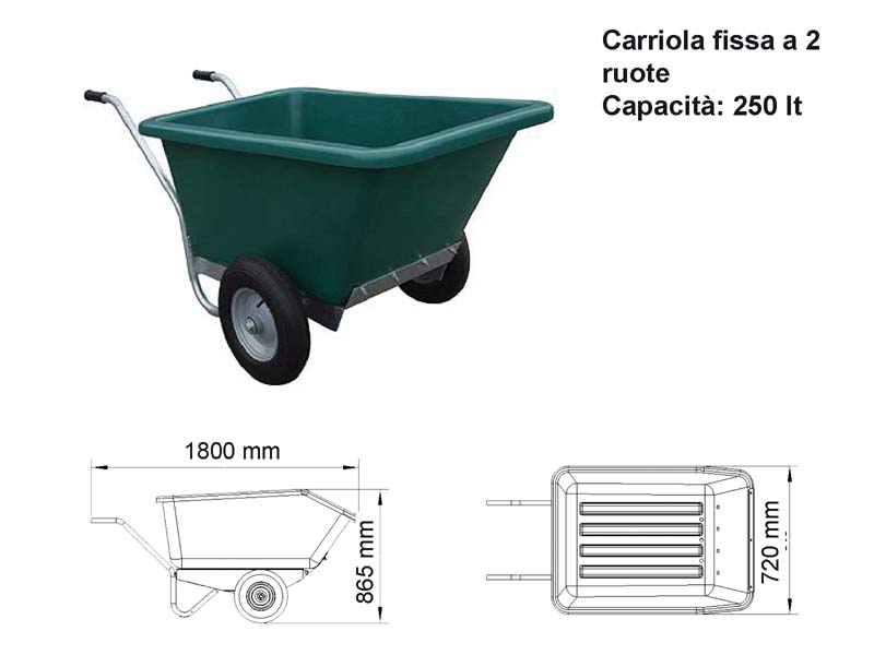 CARRIOLA CON 2 RUOTE JC 250 LT vasca fissa - 